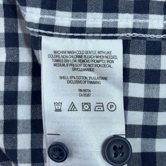 Columbia Shirt Men's XL Navy Blue White Gingham Button Down Outdoor Stretch - Picture 7 of 7